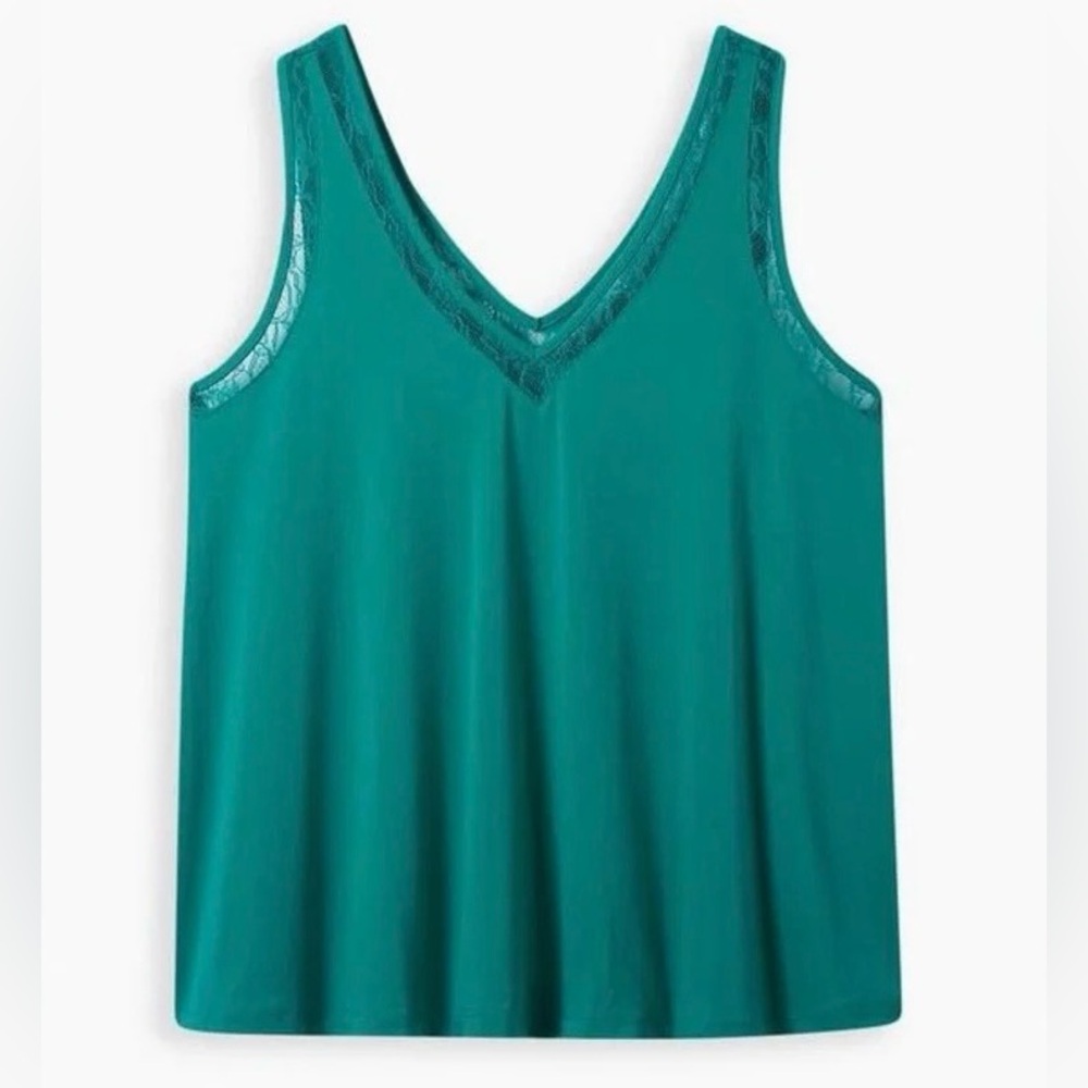 NWT Torrid Green Studio Crepe Jersey Double VNeck Blouse-Torrid Size 3(22-24,3X)